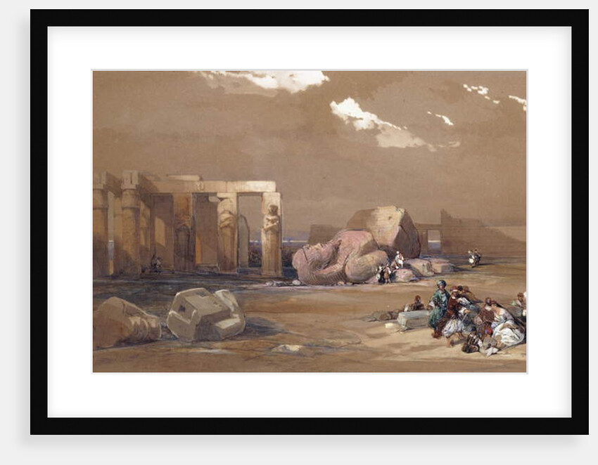 Fragments of the Great Colossi at the Memnonium, Thebes, 1838 by David Roberts