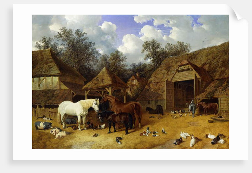 The Artist's Farmyard at Meopham, Kent, with Horses, Shetland Ponies, Pigs, Ducks, Pigeons and Chickens, 1857 by John Frederick Herring Snr