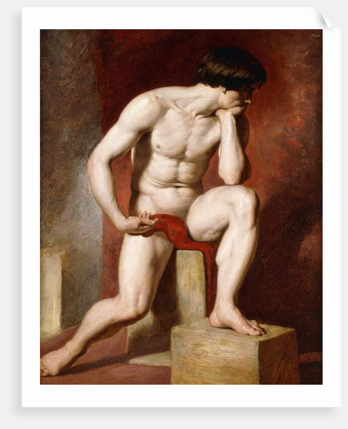 A Male Nude, seated full-length by William Etty