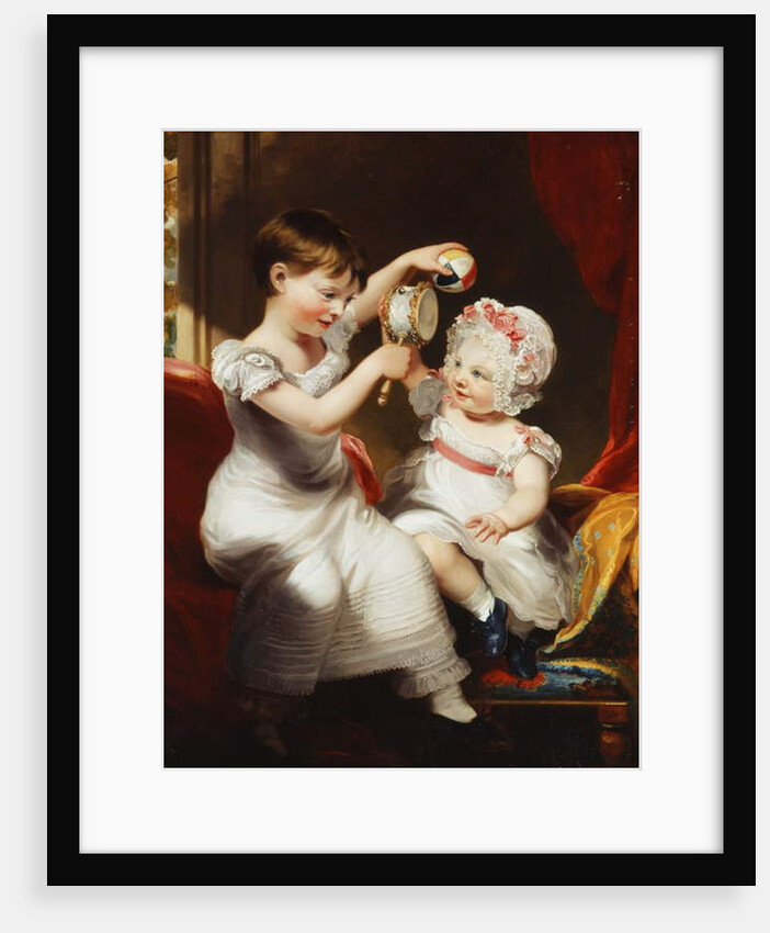Two Sisters, seated full-length in an Interior, Playing by Thomas Barber