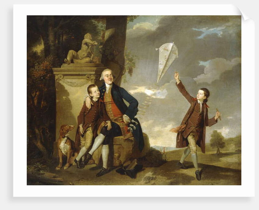 Group Portrait of George Fitzgerald with his Sons George, seen flying a Kite, and Charles by Johann Zoffany