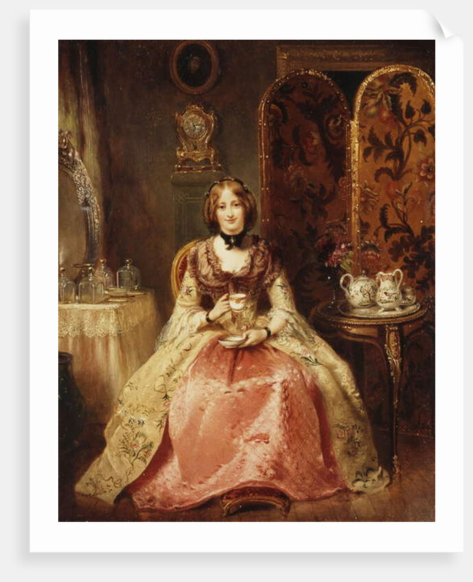 Portrait of Lady Dorothy Nevill, full-length, seated in a Pink and Gold Embroidered Gown, in her Boudoir, 1855 by Henry Richard Graves