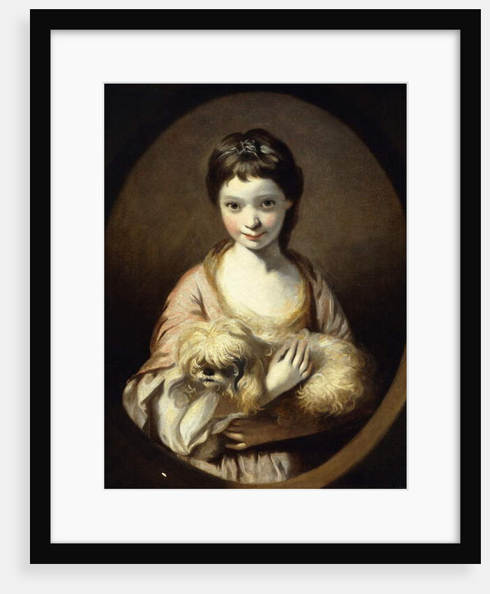 Portrait of Miss Emilia Vansittart, half length, wearing a Pink and White Dress holding a Dog, c.1767-68 by Joshua Reynolds