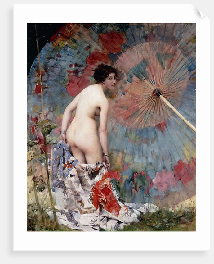 Young Woman and Parasol; Jeune Femme au Parasol by Aime Nicolas Morot