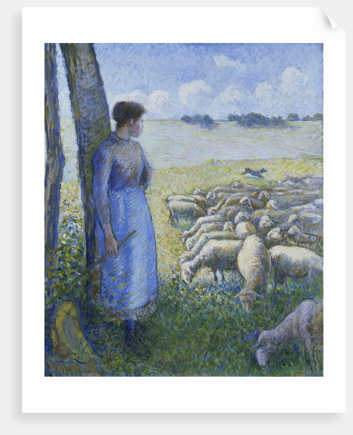 Shepherdess and Sheep; Bergere et Moutons, 1887 by Camille Pissarro