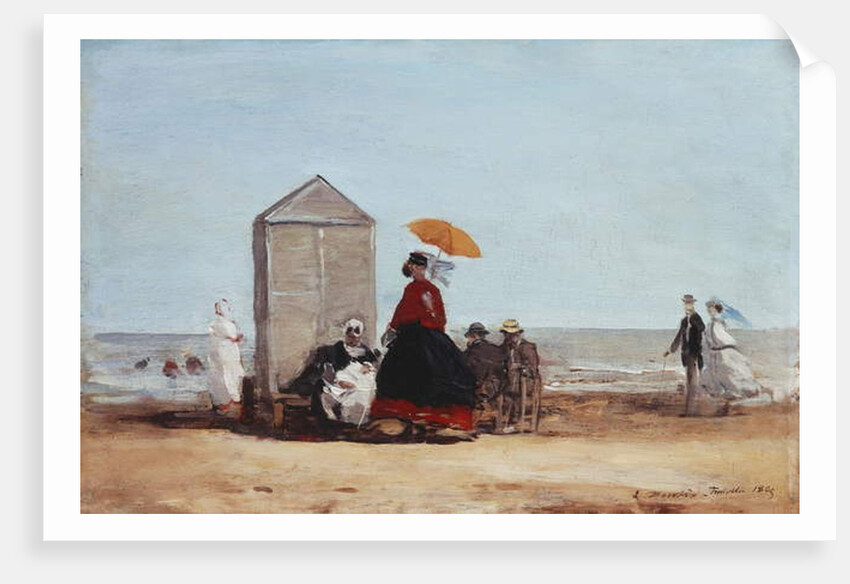 On the Beach at Trouville; Sur la Plage de Trouville, 1865 by Eugene Louis Boudin