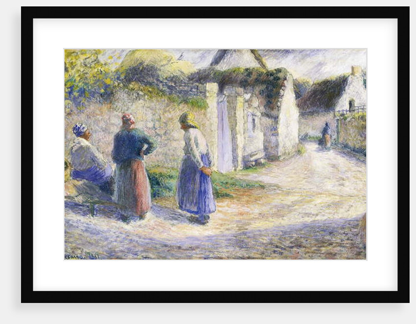 Village Street with Three People on the Right, 1881 by Camille Pissarro
