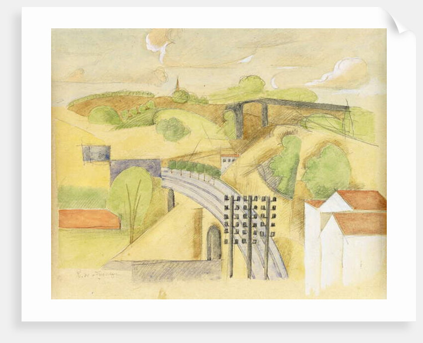 Study for The Meulan Viaduct; Etude pour le Viaduc de Meulan, 1912 by Roger de La Fresnaye