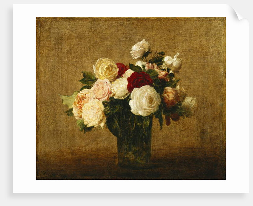 Roses in a Glass Vase; Roses dans un Vase de Verre, by Ignace Henri Jean Fantin-Latour