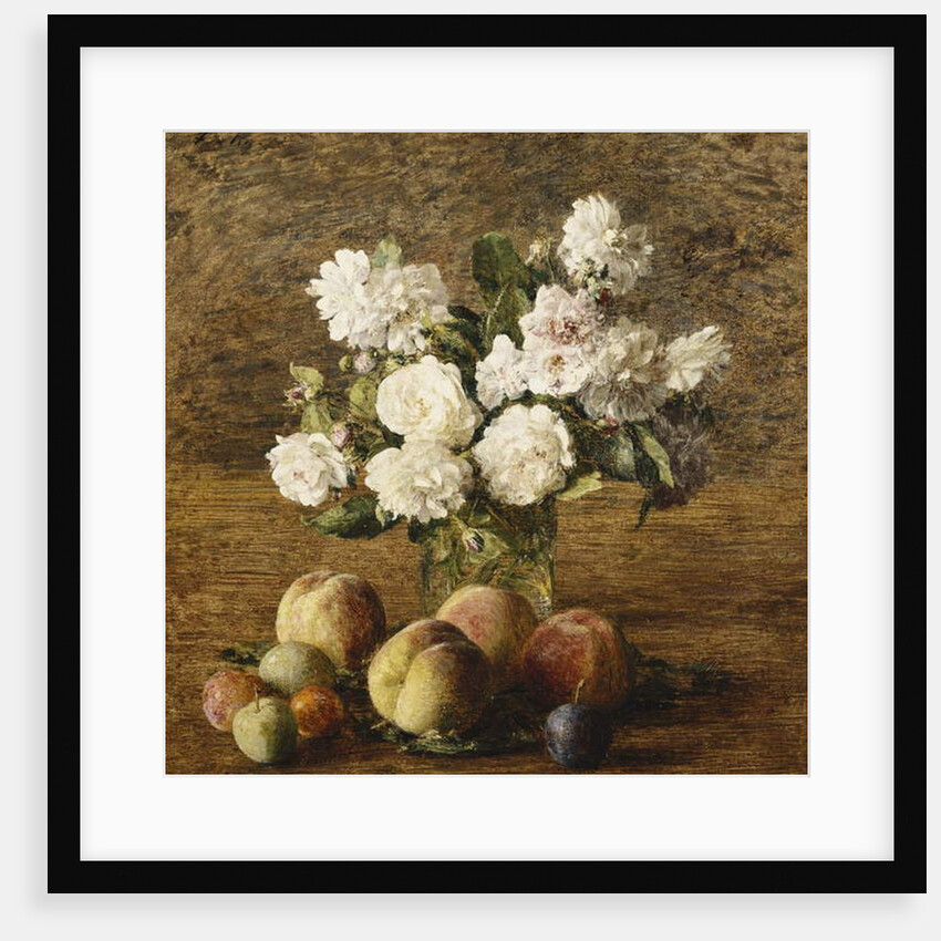 Still Life: Roses and Fruits; Nature Morte: Roses et Fruits, 1878 by Ignace Henri Jean Fantin-Latour