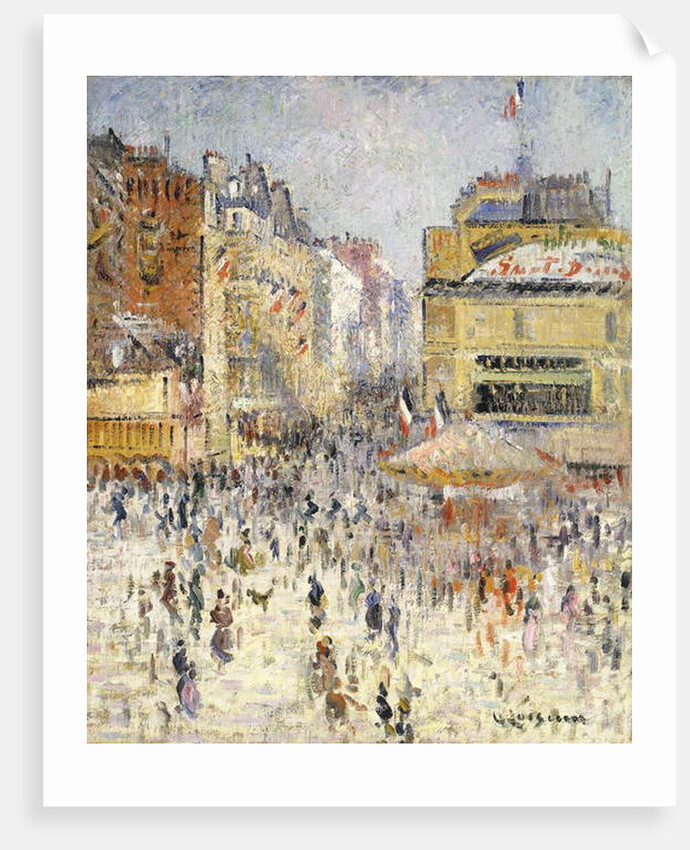 Bastille Day on Rue de Clignancourt, Paris; La Quartorze Juillet a Paris, la Rue de Clignancourt by Gustave Loiseau