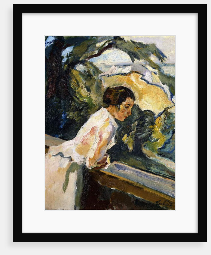 Frieda, the Artist's Wife, Leaning over the Balcony, c.1919-1922 by Leo Putz