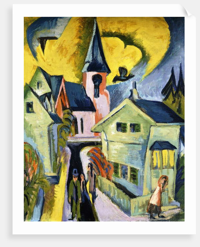 Konigstein with Red Church; Konigstein mit roter Kirche, 1916 by Ernst Ludwig Kirchner