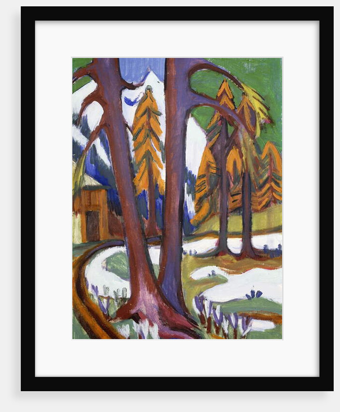 Mountain-Early Spring with Larchen; Berg-Vorfruhling mit Larchen, c.1921-1923 by Ernst Ludwig Kirchner