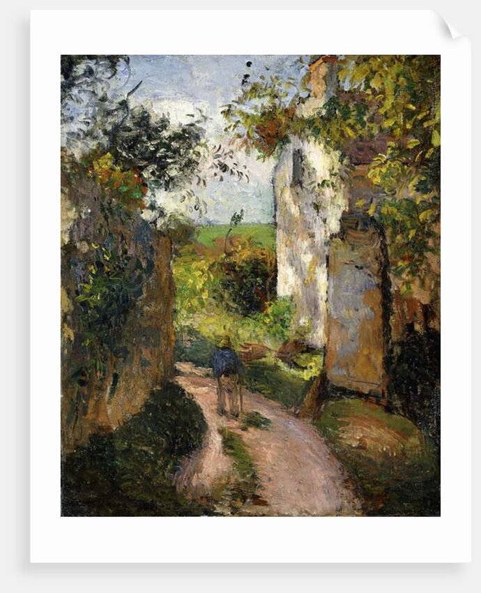Peasant on an alley by a House, Pontoise by Camille Pissarro