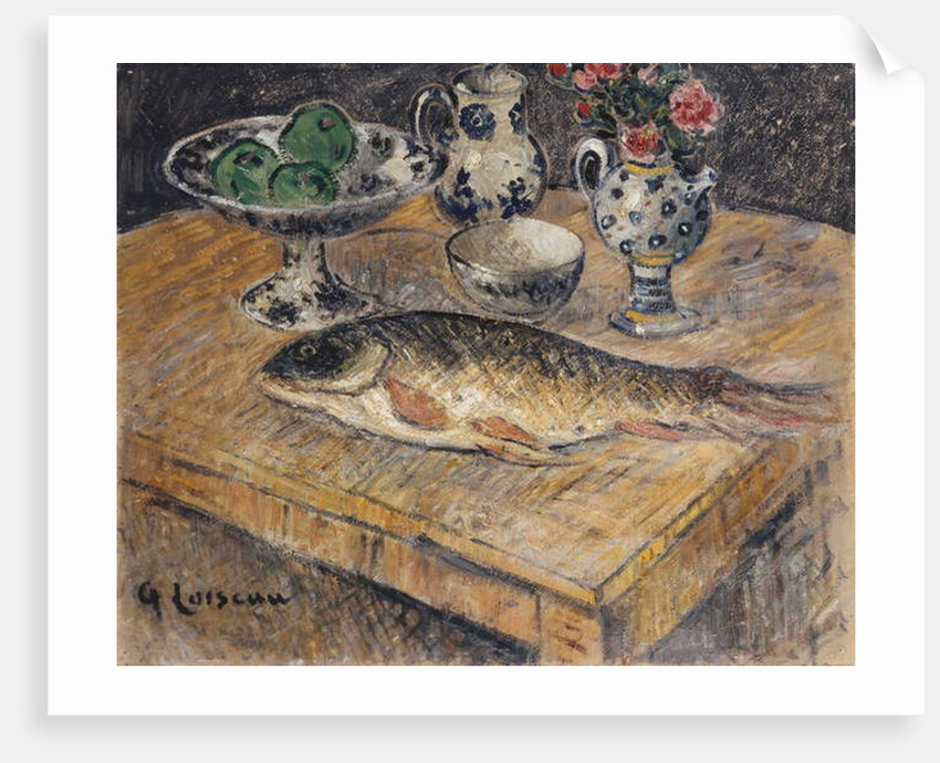 Still Life with Fish, Flowers and Apples by Gustave Loiseau