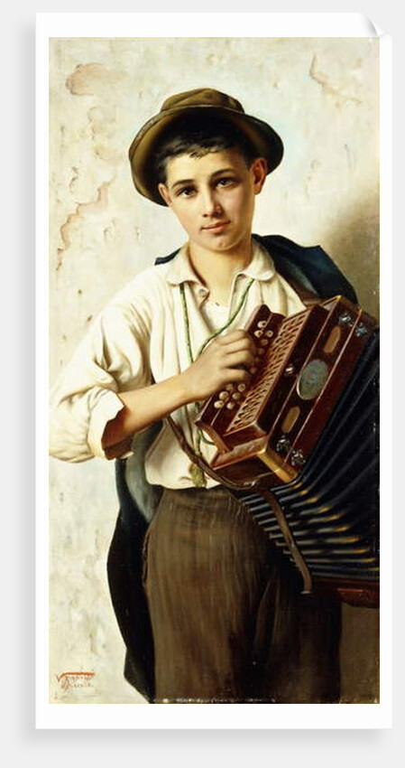 A Young Accordian Player by Vittorio Rignano
