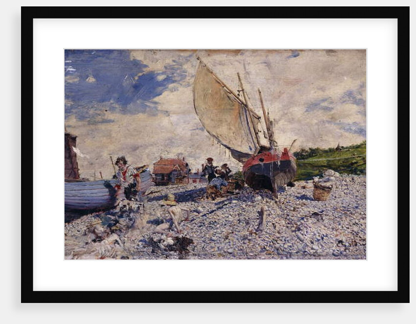 Etretat Beach North of Le Havre; Spiagia di Etretat a Nordi di Le Havre, c.1870-72 by Giovanni Boldini