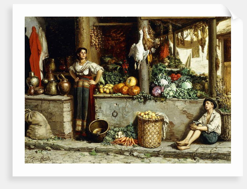 A Vegetable Market; Un Marche aux Legumes, 1874 by Frans Meerts
