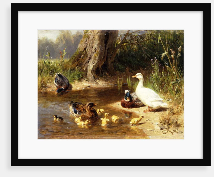 Ducks at the Water's Edge, 1874 by Carl Jutz
