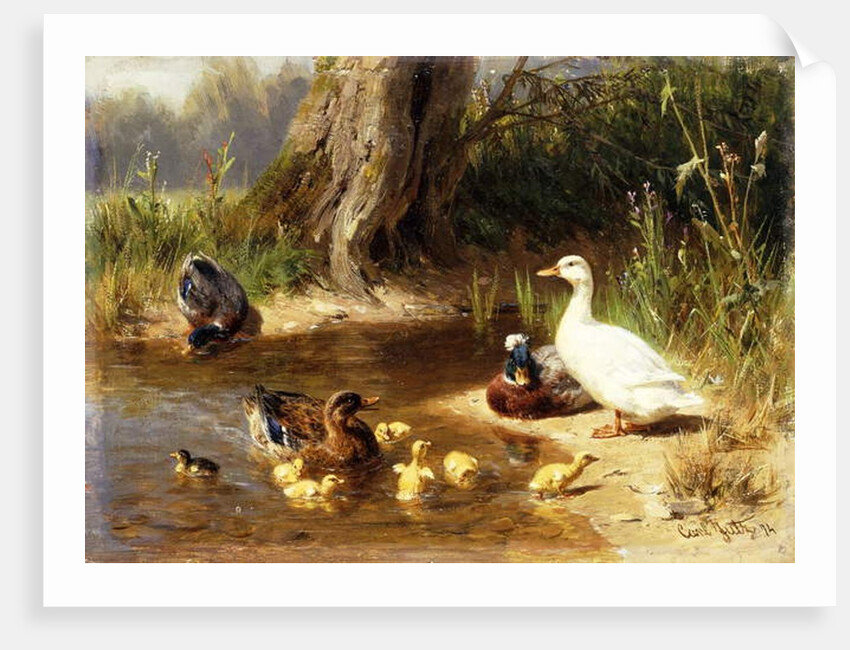 Ducks at the Water's Edge, 1874 by Carl Jutz