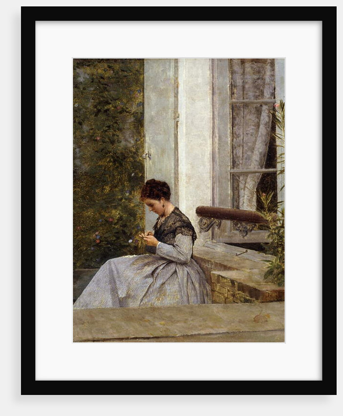A Woman Crocheting by Giuseppe or Joseph de Nittis
