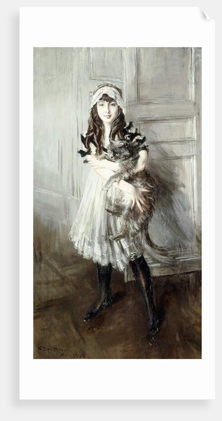 Portrait of Josefina Errazuriz Holding a Cat, 1910 by Giovanni Boldini