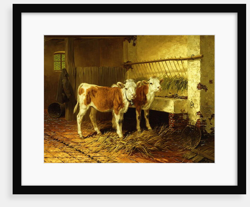 Two Calves in a Barn by Walter Hunt