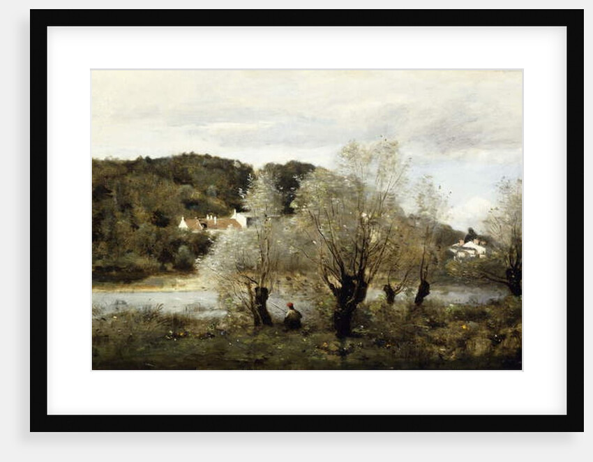 Fisherman on the Edge of a Pond in the Village of Avary by Jean Baptiste Camille Corot