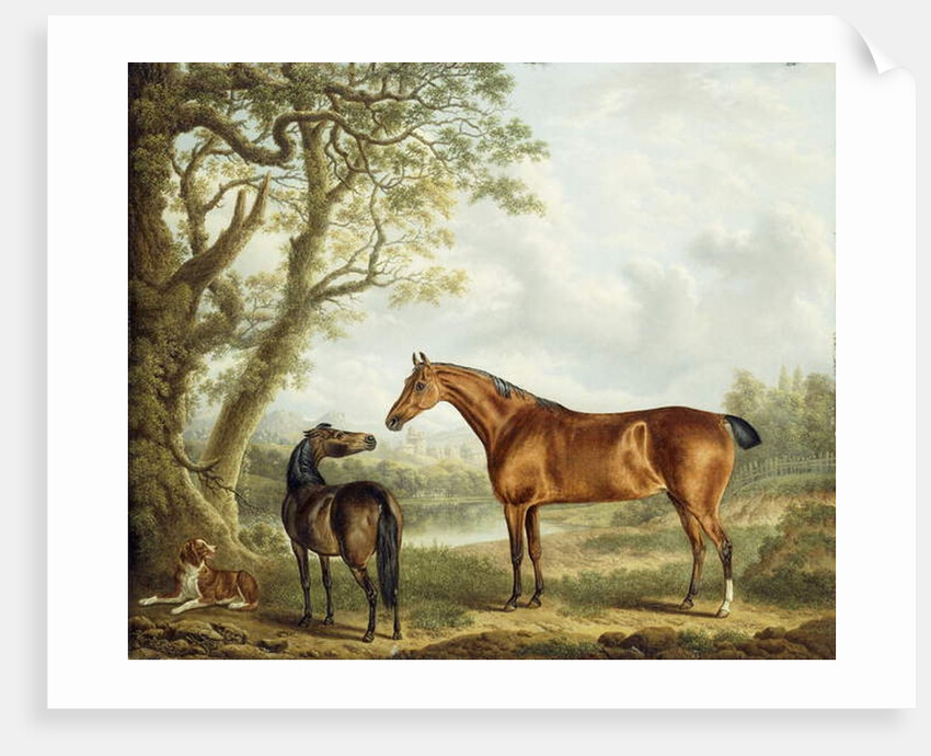 Hunters and a Spaniel in an Extensive Landscape, 1827 by Charles Towne