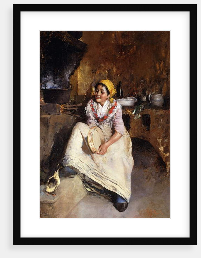 A Young Girl with a Tambourine by Vicenzo Irolli