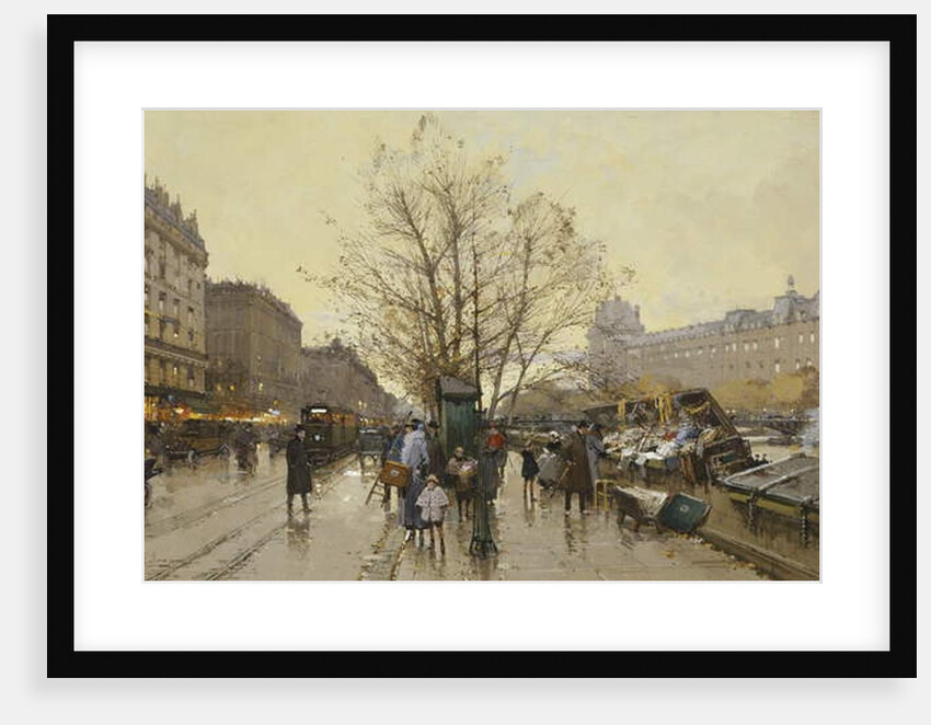 The Docks of Paris; Les Quais a Paris by Eugene Galien-Laloue