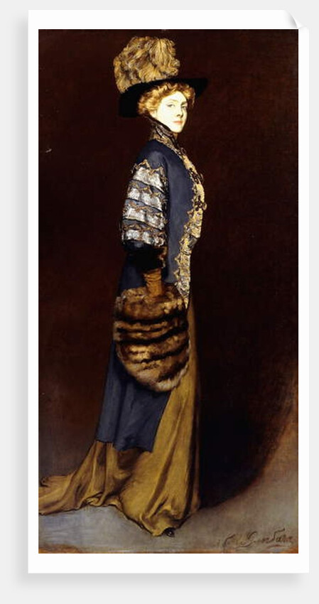 An Elegant Lady with a Fur Muff by Antonio de la Gandara