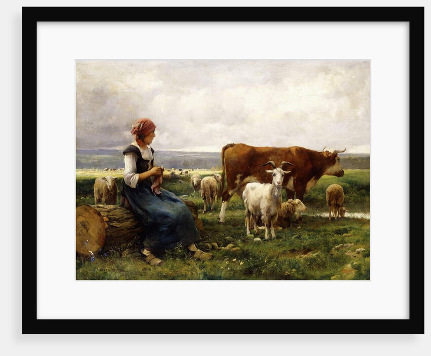 Shepherdess with Cows and Goats by Julien Dupre