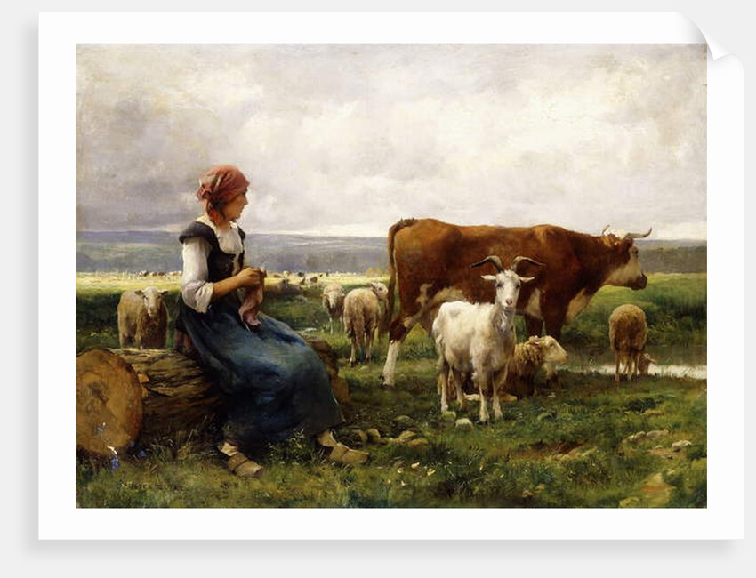 Shepherdess with Cows and Goats by Julien Dupre