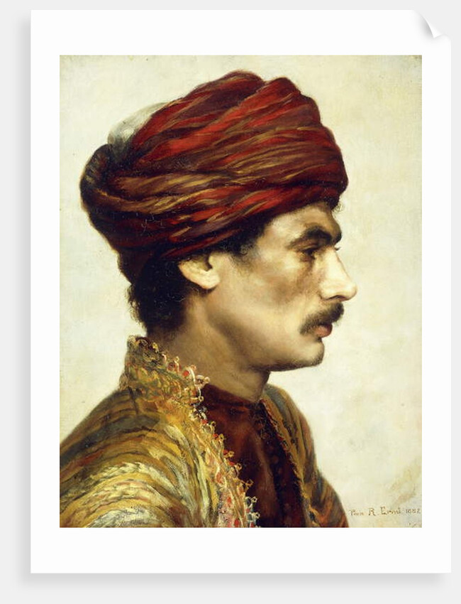 Profile Portrait of a Man in a Red Turban, 1882 by Rudolphe Ernst