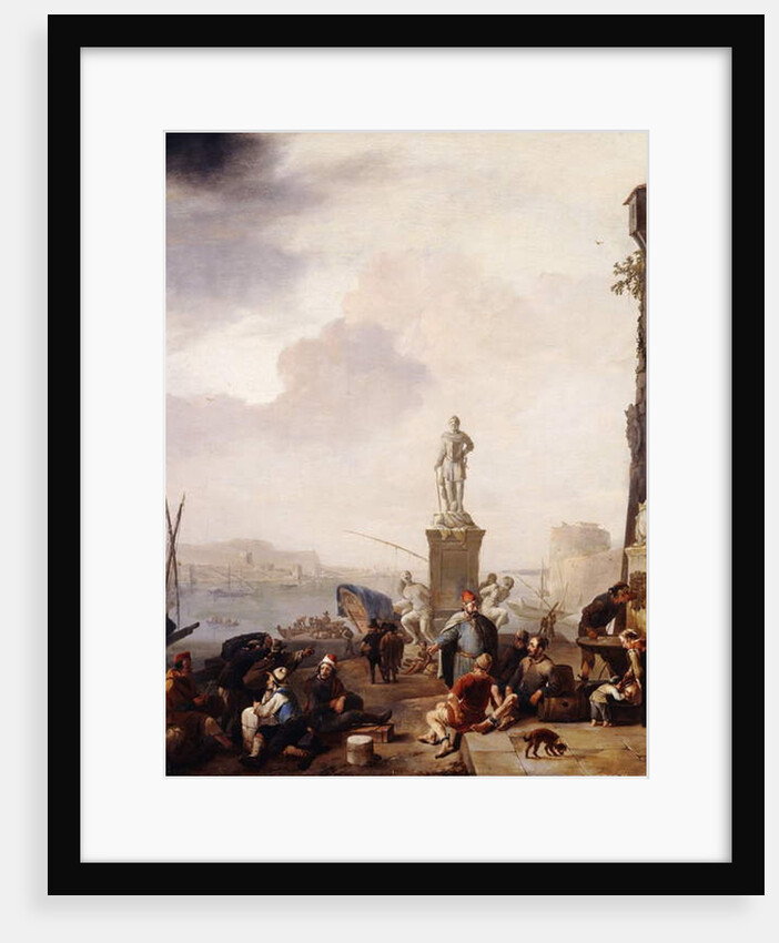 A Mediterranean Seaport with the Monument of Grand-Duke Ferdanindo I of Tuscany at Leghorn, by Johannes Lingelbach