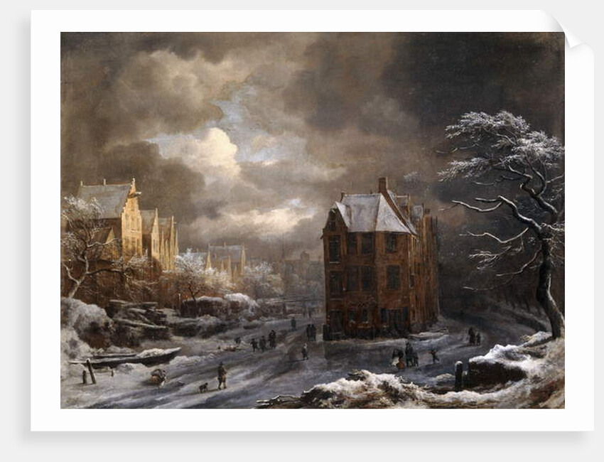 View of the Hekelveld, Amsterdam, in Winter, looking South, by Jacob Isaaksz. or Isaacksz. van Ruisdael