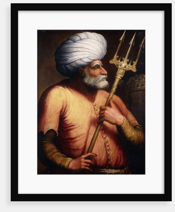 Portrait of Khair el-Din Barbarossa, half-length, holding a Trident, c.1580 by Florentine School