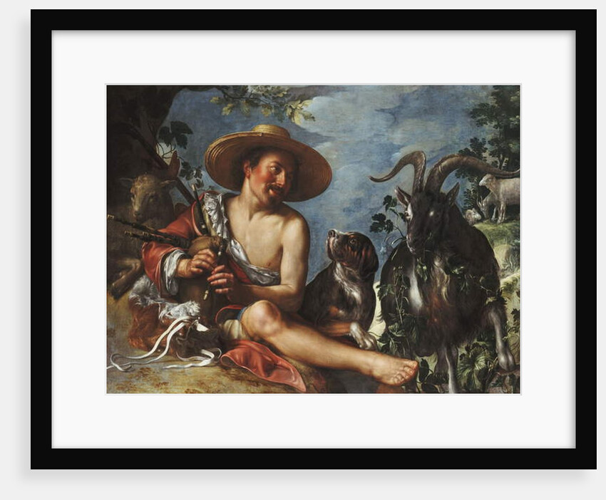 A Shepherd Piping on a Knoll, a Dog and his Flock Nearby by Peter Wtewael