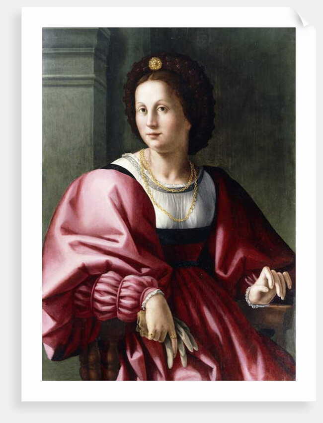 Portrait of a Lady, seated three-quarter-length, Holding a Glove by Francesco Ubertini Il Bacchiacca