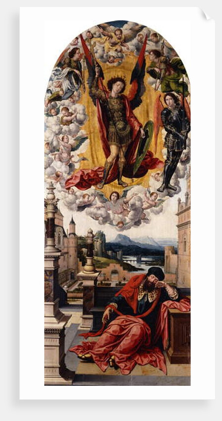 A Man about to be awakened from his Sleep by Saint Michael by Bernard van Orley