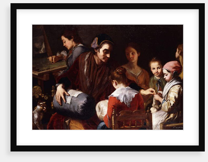 Girls being taught Needlework by a Seamstress, by Giuseppe Bonito