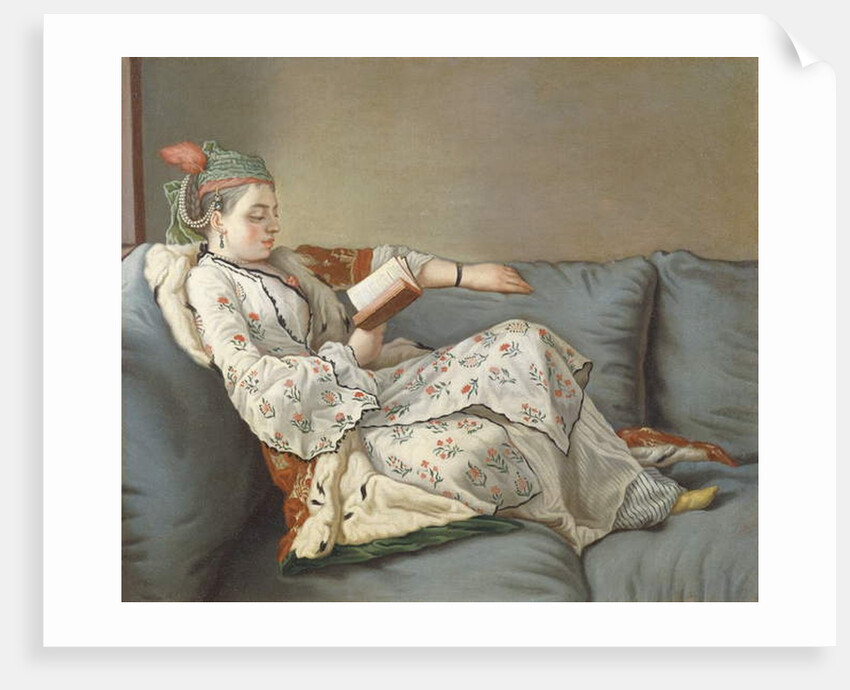 La Sultane Lisant', A Lady in Turkish Costume Reading on a Divan, by Jean-Etienne Liotard