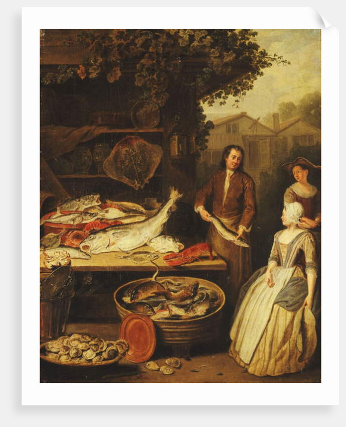 A Fishmonger displaying a Pike to a Maid, 1727 by Pierre Angelis or Angillis