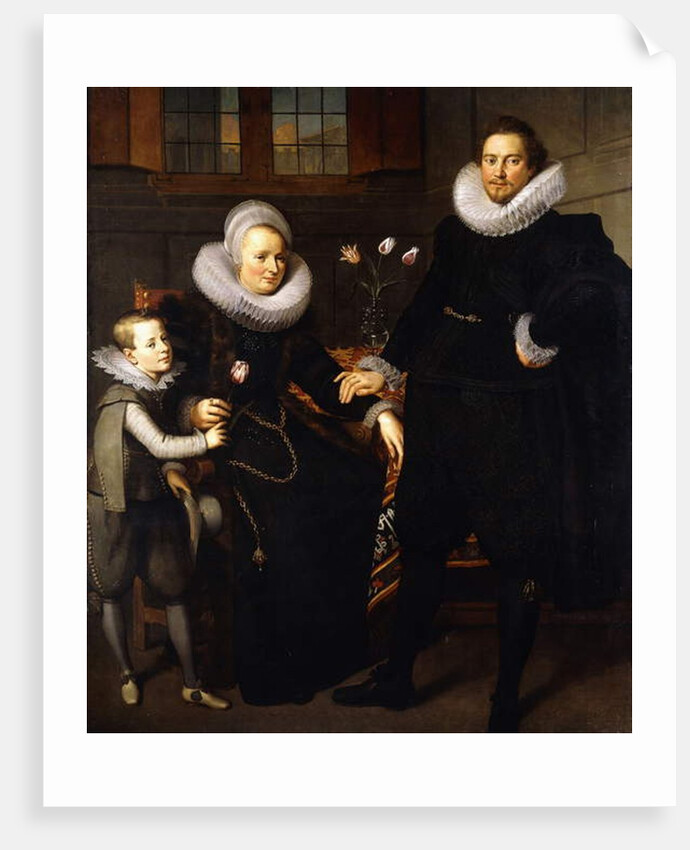 A group Portrait of a Family, full-length, in an interior by Adam van Noort