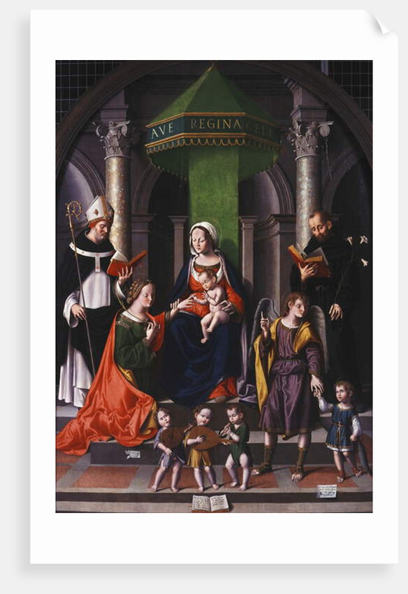 The Mystic Marraige of Saint Catherine with the Archangel Raphael and Tobias by Marco Palmezzano