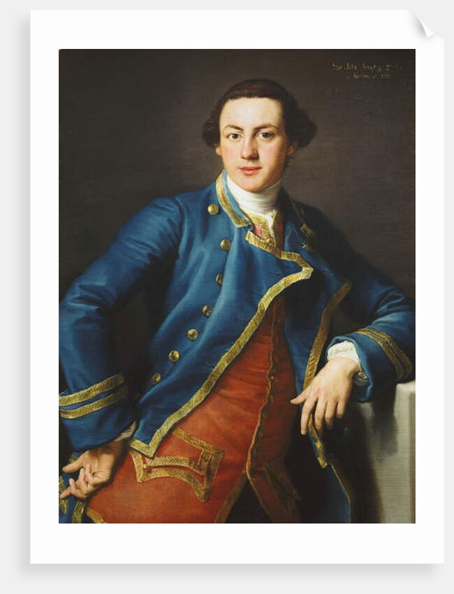 Portrait of Sir John Armytage, 2nd Bt., half-length, in Blue Coat and Crimson Waistcoat, 1758 by Pompeo Girolamo Batoni