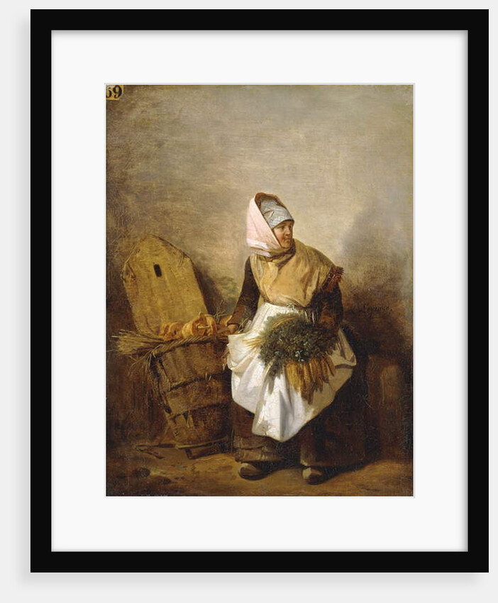 A Peasant Woman with Vegetables and Bread by Auguste-Xavier Leprince