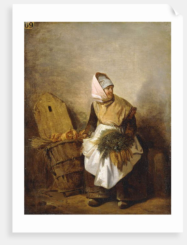 A Peasant Woman with Vegetables and Bread by Auguste-Xavier Leprince